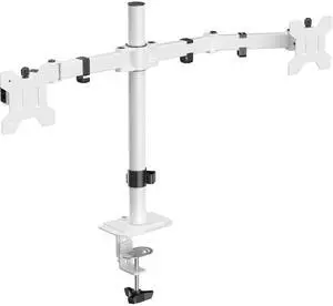 Suptek Dual Monitor Desk Mount, Adjustable Dual Monitor Arm for 2 Monitor Screens up to 42 inch, Extra Tall 15.75" Pole Dual Monitor Stand for Desk, Holds up to 22 lbs,White(MD9442LW)