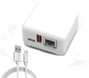 USB 2.0 Network Print Server USB Print Server 5V LAN Compact Print Share Server Print Server for for Android for Linux3.4(White) (US Plug)