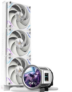 TCOMAS CPU Liquid Cooling LX800 PRO 360 ARGB 2.8 INCH Customisable IPS + 1.44 INCH LCD Dual Screen Display/Dual Temperature Zone Monitoring/HIGH Performance Fan (White, 360mm)