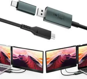 Teamgee H5 USB Data to Video Conversion Hub, HD Video Transfer Cable for Laptops 15.6" Laptop Screen Extender