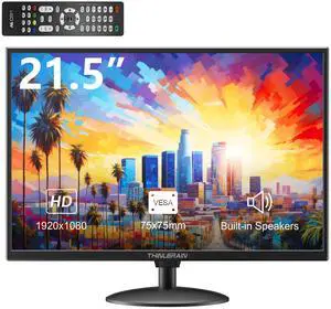 Thinlerain 21.5 inch Computer Monitor 1920x1080 PC Monitor with HDMI VGA AV BNC USB Ports, 60Hz, 5Ms, VESA, Display Build-in Speakers for Office Home