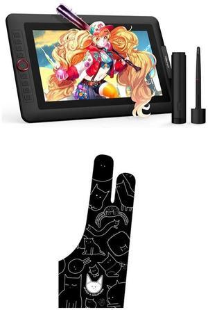XPPen Drawing Tablet with Screen Full-Laminated Graphics Drawing Monitor Artist13.3 Pro Graphics Tablet Digital Drawing Glove Two-Finger Artist Glove for Drawing Tablet Cute Cat Print Drawing Glove