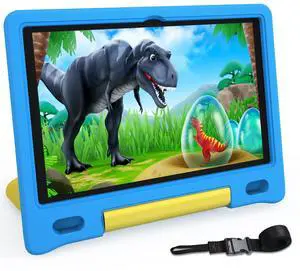 YACXBTK Tablet for Kids 10.1 inch Android 14, 8GB+64GB(TF 1TB) 6000mAh Kids Tablet WiFi6 Parental Control,Face Unlock, 1280 * 800 HD Screen (Layard Blue)