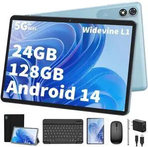 Android Tablet with Keyboard,10 inch Android 14 tablet, 24GB RAM 128GB ROM, 1TB Expand, Octa-Core, Widevine L1, 2.4G/5G WiFi, 8000mAh, Bluetooth, GMS, 2 in 1 Tablet with Case, Mouse, Stylus (Black) Android Tablet with Keyboard,10 inch Android 14 tablet, 24GB RAM 128GB ROM, 1TB Expand, Octa-Core, Widevine L1, 2.4G/5G WiFi, 8000mAh, Bluetooth, GMS, 2 in 1 Tablet with Case, Mouse, Stylus (Black)