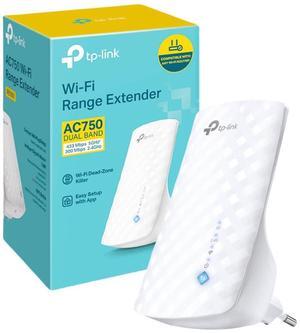 TP-Link AC750 WiFi Extender, Three Internal Antennas, Super High Speed Dual Band up to 750Mbps, Signal Display, Plug & Play, RJ45 Connector, White, for Optimal Wi-Fi Range