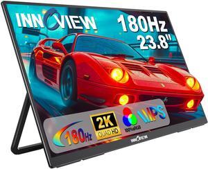 2K 180Hz Portable Gaming Monitor, 23.8" 2560x1440 QHD Fast IPS 100% sRGB Portable Monitor w/180deg Adjustable Stand Type-C HDMI Eye Care External Second Screen for Laptop Phone PS4 PS5 Switch Xbox PC
