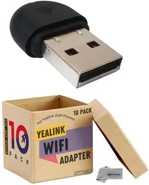 Yealink WiFi Adapter WF40 Dongle USB for IP Phones Compatible Models - T41S, T42S, T46S, T48S, T52S, T54S, T42U, T43U, T46U, T48U, T27G, T29G, T46G, T48G, Global Teck Cloth (Pack of 10)