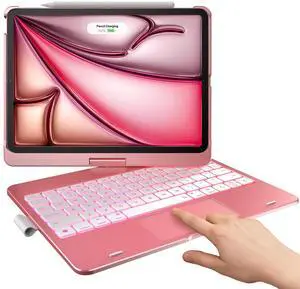 typecase Touch Keyboard Case for iPad Air 11-inch (M3 2025 / M2 2024)& iPad Pro 11(4th/3rd/2nd/1st Gen):Multi-Touch Trackpad & 11 Colors Backlight & 360degRotatable for iPad Air 5th/4th Gen,Rose Gold
