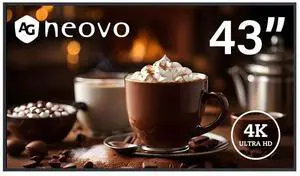 AG Neovo DS4351U 43'' Commercial Digital Signage Display for Business, All-in-one, 4K UHD, 500 nits, HDMI, USB, LAN, WiFi, 3-Year Waranty, 24/7 Operation, Portrait and Landscape