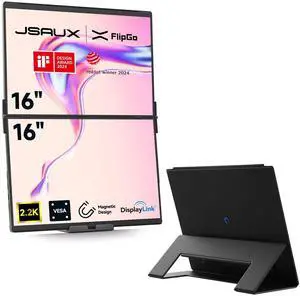 JSAUX FlipGo Pro 16" 2.5K Dual Screen Portable Monitor & Flex Folio