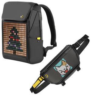 Divoom LED Display Laptop Backpack and Sling Bag-V with App Control, Cool DIY Pixel Art Animation Fashion Backpack, Unique Gift for Men or Women