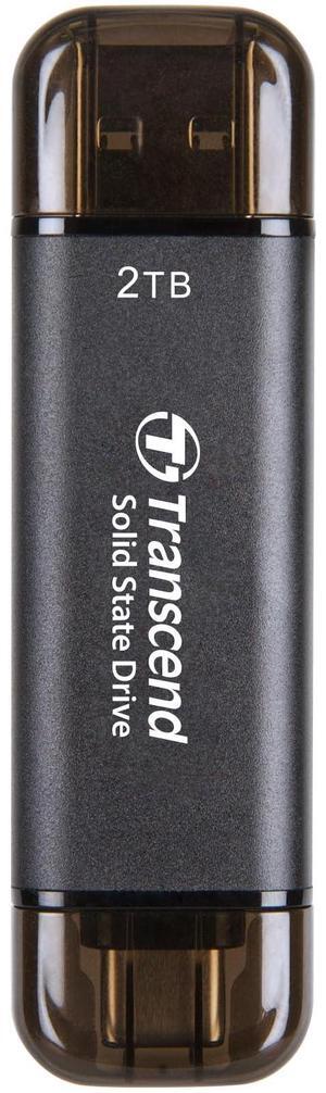 Transcend 2TB ESD310C, 2-in-1 Dual USB SSD, Up to 1050 MB/s, Type A and C, Compatible w/iPhone/Android Phone/iPad/Tablet/Windows/Mac, Black - TS2TESD310C