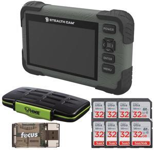 Stealth Cam SD Card Reader/Viewer Bundle with Stealth Cam HME SD Card Holder, 32GB Memory Card (8-Pack), and All-In-One High-Speed USB 2.0 Card Reader (11 Items)