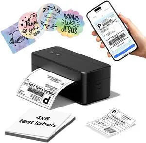 ASprink Shipping Label Printer, 2410 Bluetooth Thermal Label Printer for Small Business & Packages, Shipping Label Maker Compatible with Android, iOS and Windows, Mac, Ebay, USPS, FedEx, Etsy