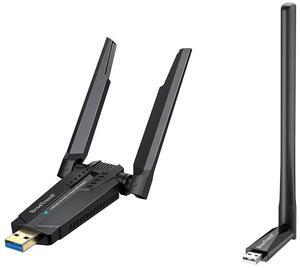 BrosTrend AXE5400 WiFi 6E USB Adapter, Tri-Band WiFi Adapter for Desktop PC Laptop 6GHz for Windows 11/10 + 650Mbps Linux WiFi Adapter w/Long Range WiFi Antenna for Ubuntu Mint Debian etc. Dual Band