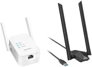 BrosTrend Universal WiFi to Ethernet Adapter + BrosTrend AX1800 USB WiFi 6 Linux Compatible WiFi Adapter for PC