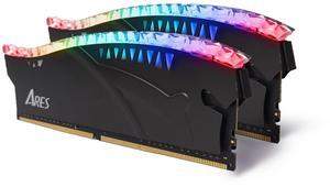 DATO 32GB DDR4 RAM, 16GBx2, Memory with RGB Heatsink 3200MHz CL16 1.35V XMP PC4-25600 288 Pin Non-ECC UDIMM Desktop Memory Module for Gaming, ARES Armor Lite, Black