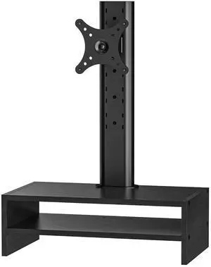 Single LCD Computer Monitor Mount Column with Divided Computer Desk Organizer;5 Height Adjustments,Free-Standing Swivel Monitor Stand Riser,Vesa Base Bracket Holds One(1)Screen,Maximum Load Capacity 8