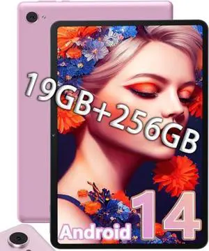 GOTOWOD Android 14 Tablet 10.1 inch 19GB RAM + 256GB ROM 1TB Expand, 1280x800 IPS HD Touchscreen, 2MP+5MP Dual Camera, 6000mAh Battery Powerful Performance Tablets 2025, GMS, WiFi (Pink)