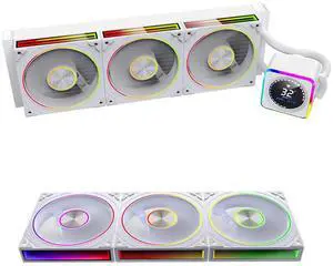 ICOLER Astrabeat 360 Digital ARGB 360mm AIO CPU Cooler with ICOLER Transwarp 120mm RGB Case Fan Triple Pack (White)