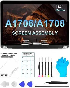 Replacement Screen 13.3" for MacBook Pro 13-inch Retina Model: A1706 A1708 Late 2016 Mid 2017 EMC 3071 EMC 3163 EMC 3164 Full LCD LED Screen Assembly Display (A1706 A1708(Silver))