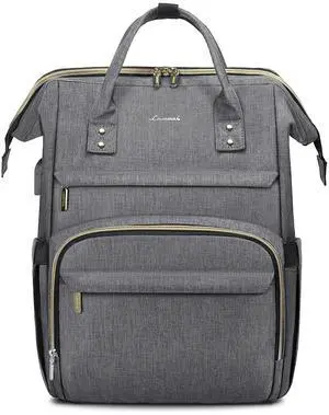 LOVEVOOK Laptop Backpack for Women,18 Inch Professional Womens Travel Backpack Purse Computer Laptop Bag Nurse Teacher Backpack,Waterproof College Work Bags Carry on Back Pack with USB Port,Grey