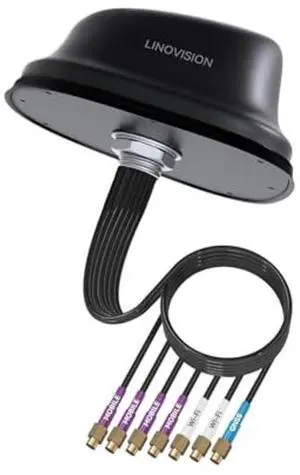 LINOVISION 5G LTE MIMO Combo 7-in-1 Antenna, 4X 5G LTE, 1x GNSS, 2X Wi-Fi, Outdoor Roof SMA Antenna with 10ft Cable, Works with Teltonika RUTM50, RUTX50, TRB500, RUTC50 (PR1KC640)
