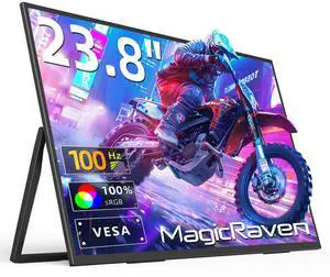 MAGICRAVEN 23.8" Portable Monitor, 1080P 100Hz VESA Large Laptop Screen, USB C/HDMI Second Display with Speakers, Laptop Screen Extender for Windows/Mac/Android/IOS/PS4/Switch/Xbox