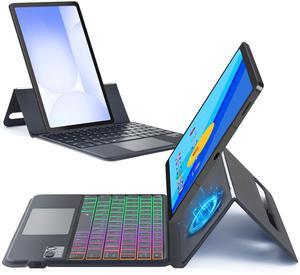 MePadKey Trackpad Keyboard Folio Case for Samsung Galaxy Tab S10 FE/S9 FE 5G 10.9 inch/S7/S8/S9 11.0",Slim Magnetic Case with Rainbow Backlit TouchPad Keyboard Type-C Charging fit S9 fe Tablet Black