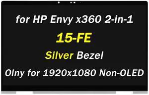N49274-001 N48155-001 Replacement for HP Envy x360 2-in-1 15-fe LCD Display 15-fe0023dx 15-fe0013dx 15-fe0053dx 15-fe0097nr 1920x1080 15.6" LED Touch Screen Assembly (Non-OLED Type Silver Bezel)