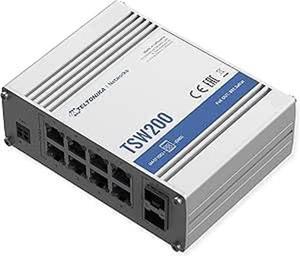 Teltonika TSW200000010 - TSW200 Industrial Unmanaged Poe+ Switch, 8 Gigabit Ethernet Ports, 8 x PoE+ Ports Without Power Supply
