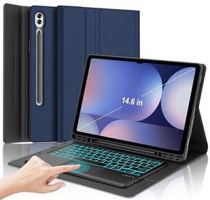Keyboard Case for Samsung Galaxy S10 Ultra/S9 Ultra/S8 Ultra 14.6in Touch Keyboard for Galaxy Tab S10 Ultra Case with Trackpad, Colors Backlit Detachable Keypad for S9 Ultra Tab with Pen Holder, Blue