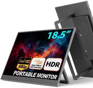 sibolan 18.5'' Full HD Portable Monitor with Smart Cover & HDR, USB-C and HDMI Connectivity - Ideal for Laptop, PC, Phone, Mac, Gaming, and Travel