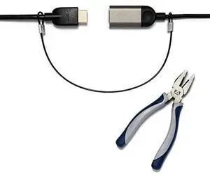 TetherTies Heavy Duty Cable Lock: A Tamper-Resistant, Pre-Assembled Stainless Cable Tether Kit for Computers, Adapters & Dongles - Includes a Free Crimping Tool for Easy Installation (Black, 10 Pack)