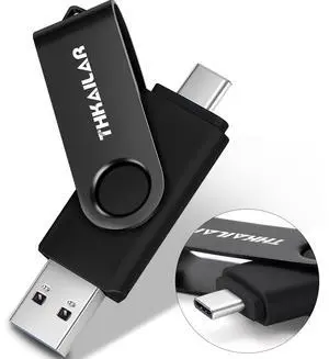 Thkailar 1TB USB 3.1 Flash Drive,2-in-1 USB A & Type-C Memory Stick, High-Speed Jump Drive, USB C Thumb Drive for Data Storage, Compatible with Samsung, Mac, PC, iPhone 15/16, Smartphones (Black)