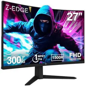 Z-Edge 27 Inch Curved Gaming Monitor 300Hz, 1ms 16:9 FHD 1080P Frameless, UG27S Freesync Eye Care, 2Display Port, 2HDMI