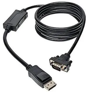 Tripp Lite DisplayPort to VGA Active Cable Adapter, DP 1.2 with Latches, DP to HD15 (M/M), DP2VGA, 1080p, Black, 6 Feet / 1.83 Meters, 3-Year Warranty (P581-006-VGA-V2)
