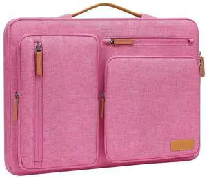 MOSISO 360 Protective Laptop Case 16 inch, 15-15.6 inch Laptop Sleeve Compatible with MacBook Pro 16, HP, Acer, Dell, Lenovo, ASUS, Side Open Carrying Case with 4 Zipper Pockets&Handle, Rose Red