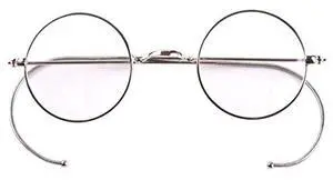 Agstum Blue Light Blocking Reading Glasses, Small Round Wire Rim Readers for Computer Use (Silver / 39mm Size, 1.75 x)