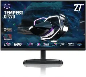 Cooler Master Tempest GP27U 27" 4K UHD 3840 x 2160 Quantum Dot MiniLED Gaming Monitor, HDR1000 Ready, FreeSync/G-Sync, 160Hz, 1ms Response, 98% DCI-P3, VESA Mounting Tilt & Swivel Adjustment,Black