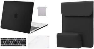 MOSISO Compatible with MacBook Pro 13 inch Case M2 2024, 2023, 2022-2016 M1, Faux Suede Leather Laptop Sleeve with Small Bag&Hard Shell&Keyboard Cover&Screen Protector&Storage Bag, Black