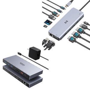 Selore 13-in-1 Docking Station Triple Monitor + 15-in-1 Dual HDMI Docking Station 3 Monitor
