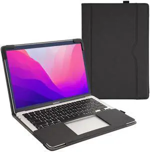 TYTX Compatible with MacBook Air Case 13.6 Inch, PU Leather MacBook Case fits for Model Release M4 A3240 M3 A3113 M2 A2681 with Touch ID 2022 2023 2024 2025, with Pocket for Papers (Black)