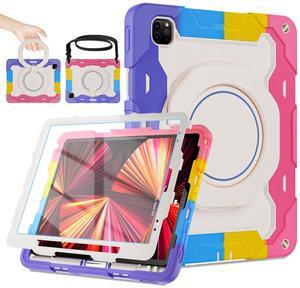 ROISKIN for iPad Pro 12.9 -Inch Case (6th, 5th, 4th & 3rd Gen)with HD Screen Protector, 360 Stand, Handle, Pencil Holder,Shoulder Strap[15ft Drop Protection]Rugged Bulky Full Body 12.9 iPad Pro Case