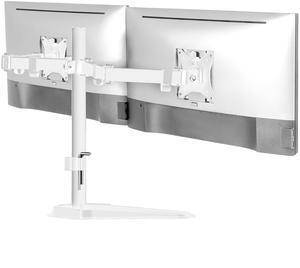 Mount-It! Dual Monitor Stand for Desk, Free Standing Monitor Stands for 2 Screens up to 19.8lbs per Arm, Fully Adjustable Dual Monitor Mount with Tilt, Swivel, Rotation with VESA 75 and 100, White