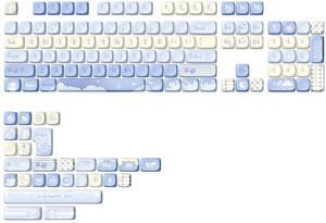 YUNZII 132 Keys MOA Keycaps, Dye-Sublimation PBT Custom Keycap Set for MOA Profile, Cute Bear Customized Pattern Keycaps for MX Switches Mechanical Gaming Keyboard (Blue)