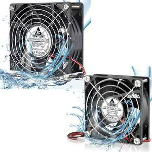 GDSTIME 12vdc Waterproof IP67 Fan Bundle, High Speed 120x38mm Fan with 80x25mm Fan, Dual Ball Bearing Brushless Computer Case Cooling Fan 2-Pin for DIY Cooling Ventilation Exhaust Projects