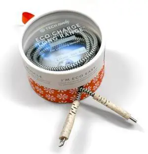 Tech Candy Eco Charge USB-C to Lightning Cable, Gray/Natural - USB Type C on one end, Lightning on The Other end, 6' Long Cord, Made with Earth Friendly Wheat Straw, Woven Cable, Quality, Flexible