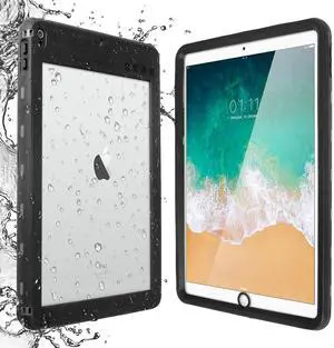 AICase iPad Pro 10.5 IP68 Waterproof, 360 Degree All Round Protective Ultra Slim Thin Dust/Snow Proof with Lanyard 2017-Black