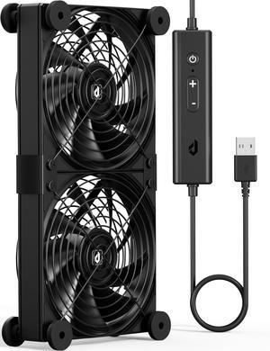 upHere 2X120mm USB Fan Silent Fan with 4 Adjustable Wind speeds for Computer Case/PC / PS4 / TV Box/AV Cabinet U3UK2
